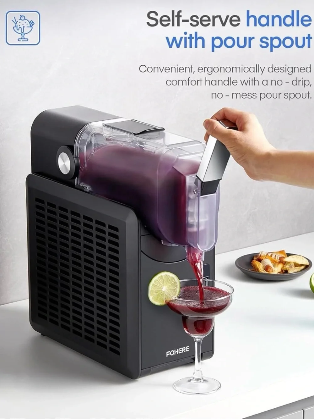 FOHERE Professional Slushie Machine 68oz 5 Presets Frozen Margaritas Frapps